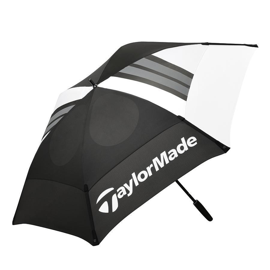 TaylorMade 68" Tour Double Canopy Regenschirm, schwarz/weiß