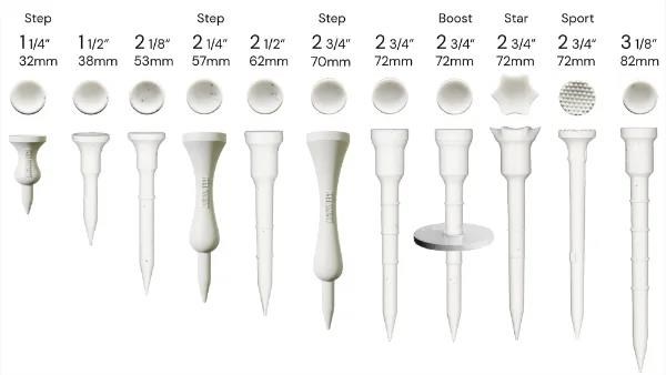 Lignum Tee Ecoline White Plastiktees 32 mm, weiss, 12 Stk.