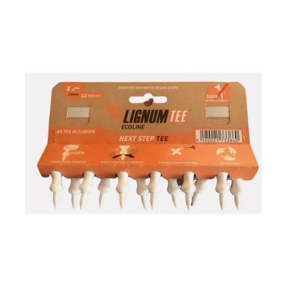 Lignum Tee Ecoline White Plastiktees 32 mm, weiss, 12 Stk.