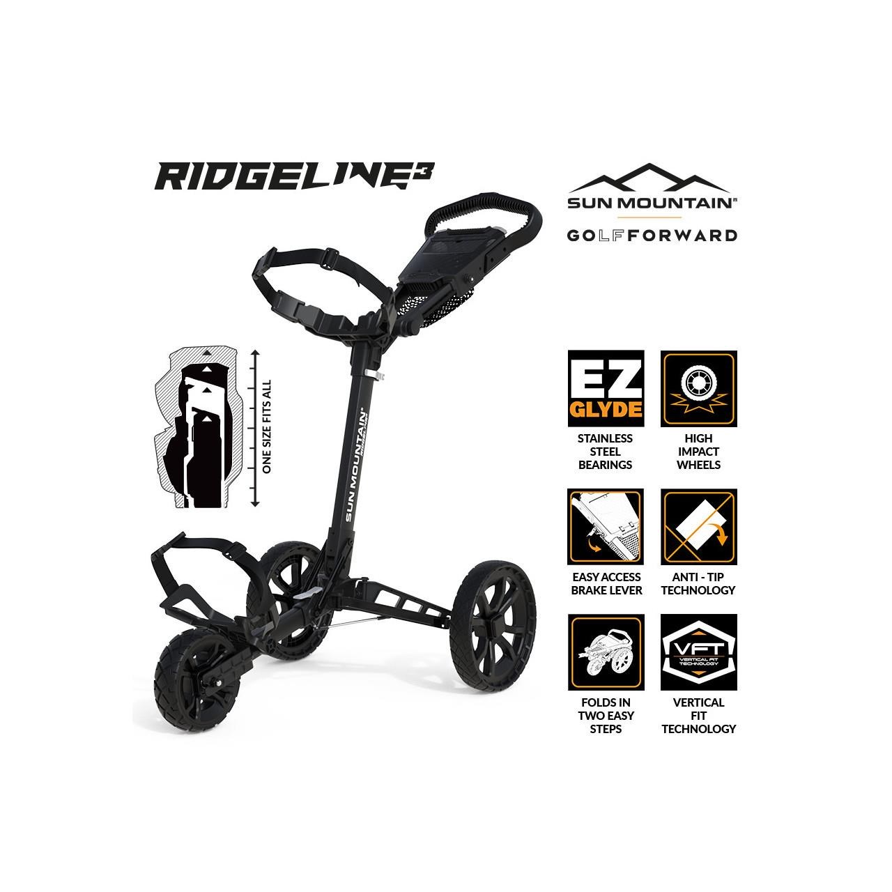 Sun Mountain Ridgeline 3 Manuell Golftrolley, schwarz