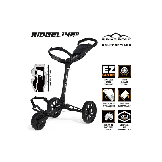 Sun Mountain Ridgeline 3 Manuell Golftrolley, schwarz