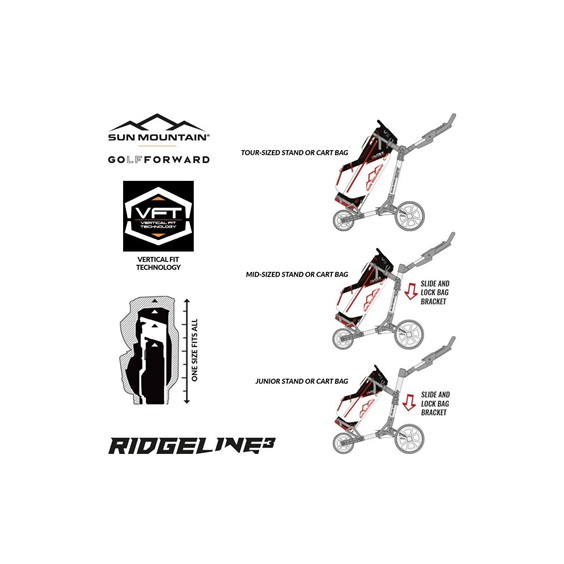 Sun Mountain Ridgeline 3 Manuell Golftrolley, schwarz