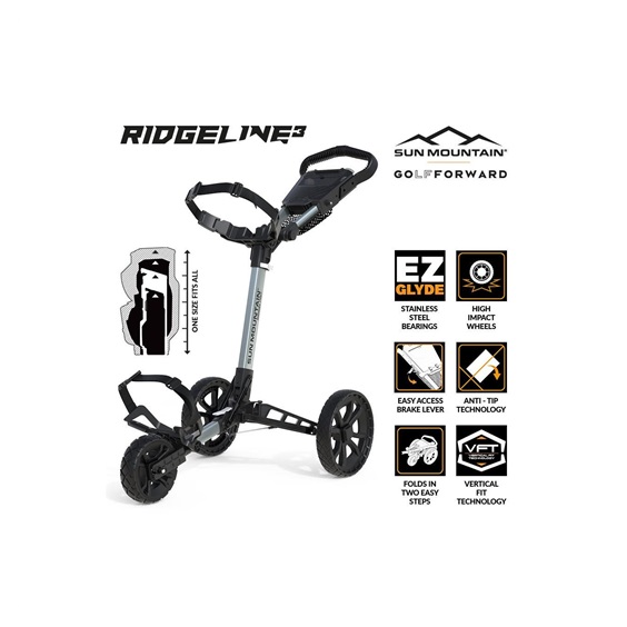 Sun Mountain Ridgeline 3 Manuell Golftrolley, silber