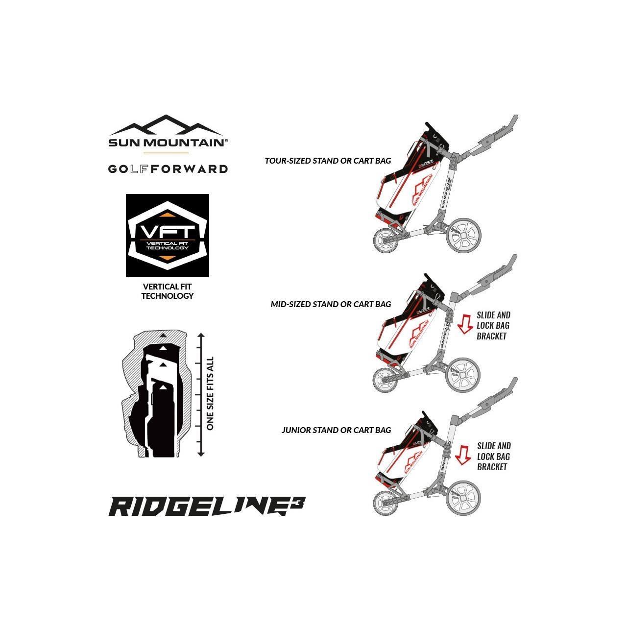 Sun Mountain Ridgeline 3 Manuell Golftrolley, silber