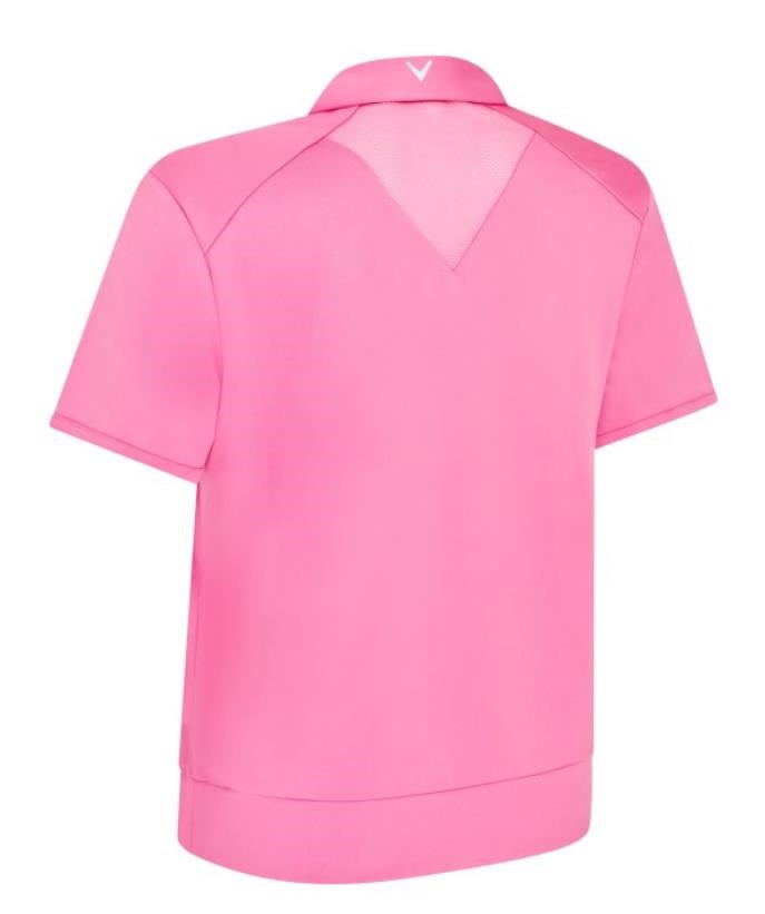 Callaway Waist Length Mesh Detail Short Sleeve Damen Poloshirt, cheeky pink