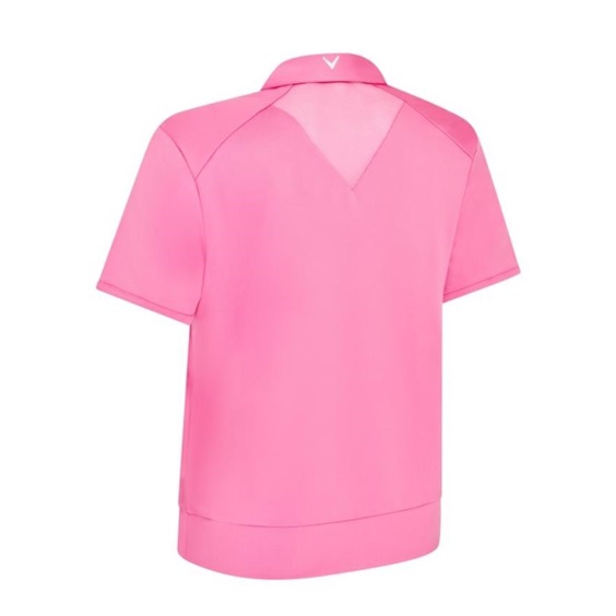 Callaway Waist Length Mesh Detail Short Sleeve Damen Poloshirt, cheeky pink