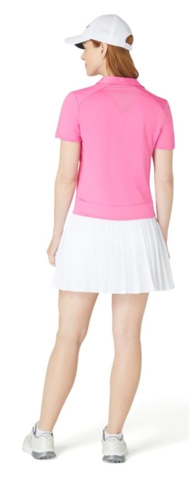 Callaway Waist Length Mesh Detail Short Sleeve Damen Poloshirt, cheeky pink