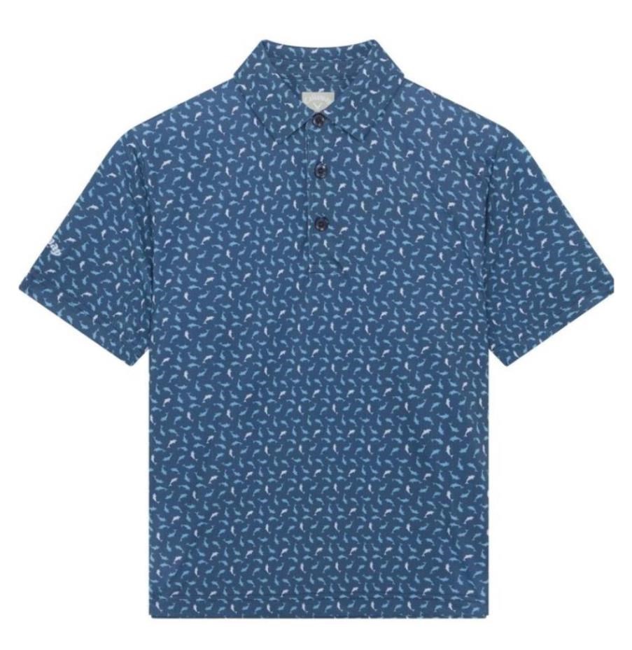 Callaway Dolphin Print Junior Poloshirt, peacoat