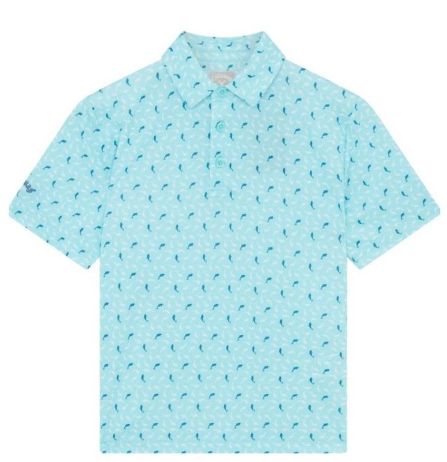 Callaway Dolphin Print Junior Poloshirt, blue radiance