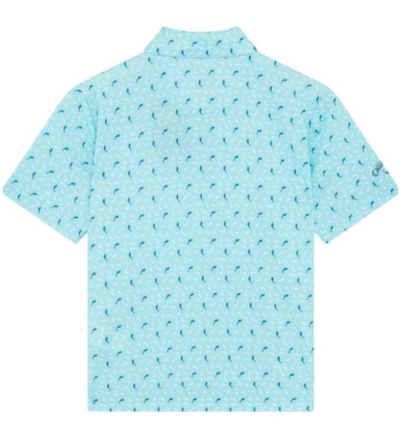 Callaway Dolphin Print Junior Poloshirt, blue radiance