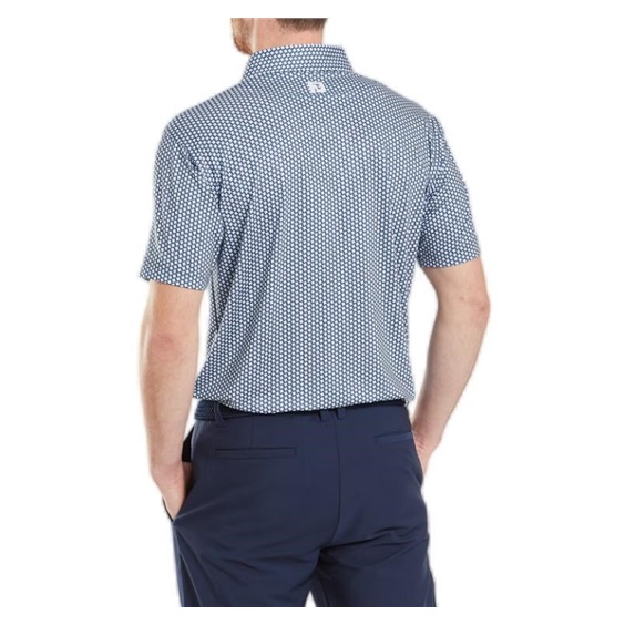 FootJoy Houndstooth Geo Lisle Herren Poloshirt, dunkelblau
