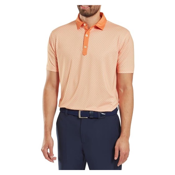 FootJoy Checker Print Lisle Herren Poloshirt, orange