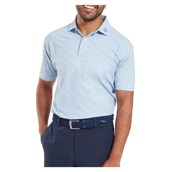 FootJoy Speckle Print Pique Herren Poloshirt, blue jay/white