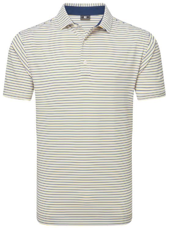 FootJoy Balance Stripe Lisle Herren Poloshirt, white/navy/grey/taxi