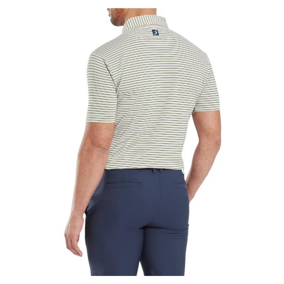 FootJoy Balance Stripe Lisle Herren Poloshirt, white/navy/grey/taxi