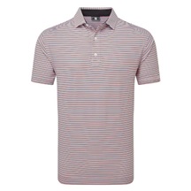 FootJoy Balance Stripe Lisle Herren Poloshirt, white/black/hibiscus/flint