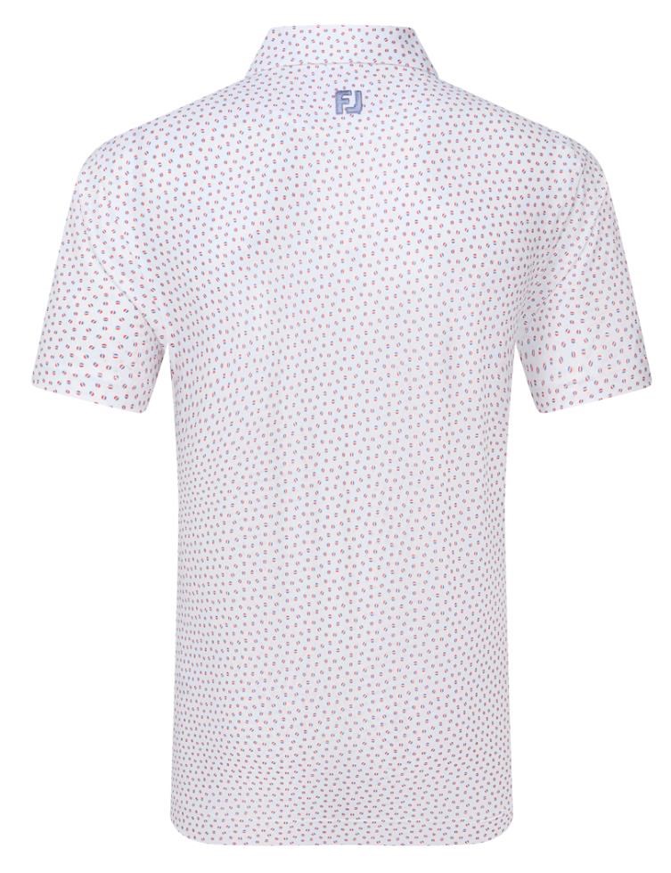 FootJoy Bounce Print Pique Herren Polo, weiss/hibiscus