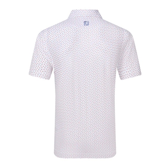 FootJoy Bounce Print Pique Herren Polo, weiss/hibiscus