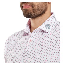 FootJoy Bounce Print Pique Herren Polo, weiss/hibiscus