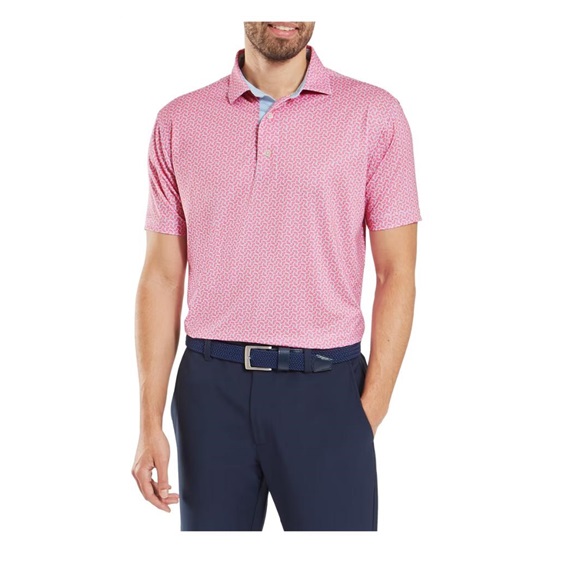 FootJoy Citrus Print Lisle mens polo Herren Poloshirt, rosa