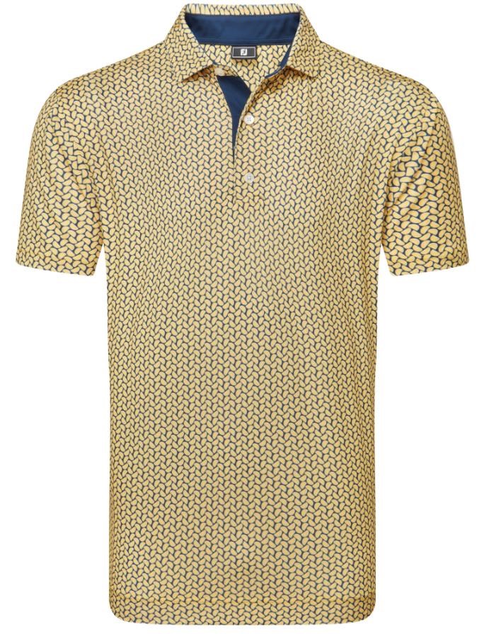 FootJoy Citrus Print Lisle mens polo Herren Poloshirt, taxi/navy