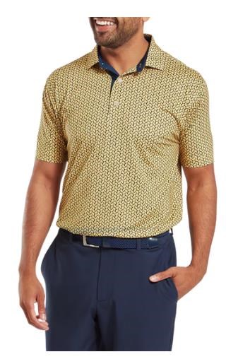 FootJoy Citrus Print Lisle mens polo Herren Poloshirt, taxi/navy
