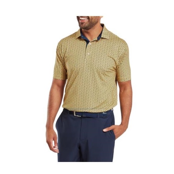 FootJoy Citrus Print Lisle mens polo Herren Poloshirt, taxi/navy