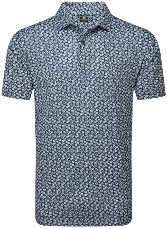 FootJoy Floral Sketch Print Herren Poloshirt, weiss/dunkelblau