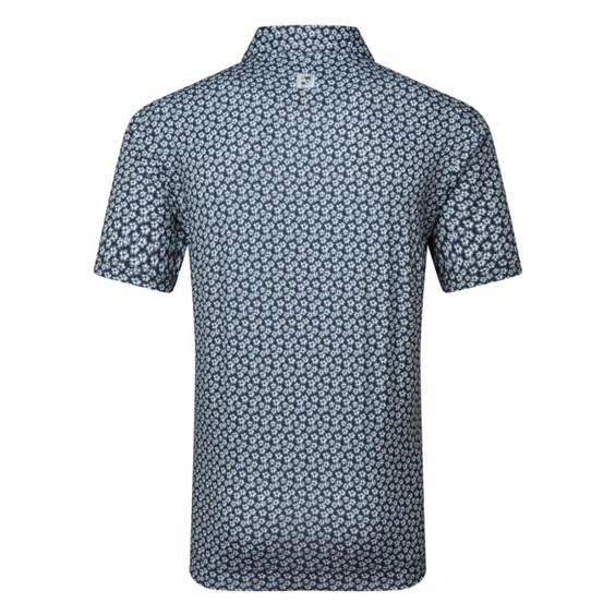 FootJoy Floral Sketch Print Herren Poloshirt, weiss/dunkelblau
