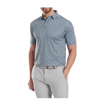FootJoy Floral Sketch Print Herren Poloshirt, weiss/dunkelblau