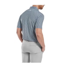 FootJoy Floral Sketch Print Herren Poloshirt, weiss/dunkelblau