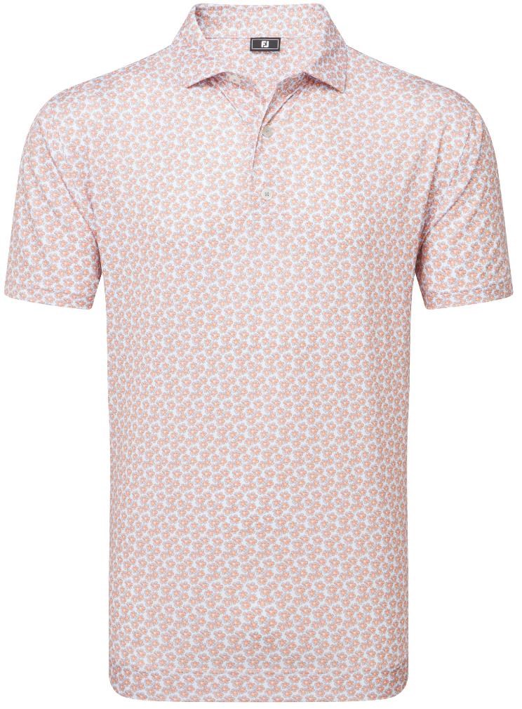 FootJoy Floral Sketch Print Herren Poloshirt, orange/weiss