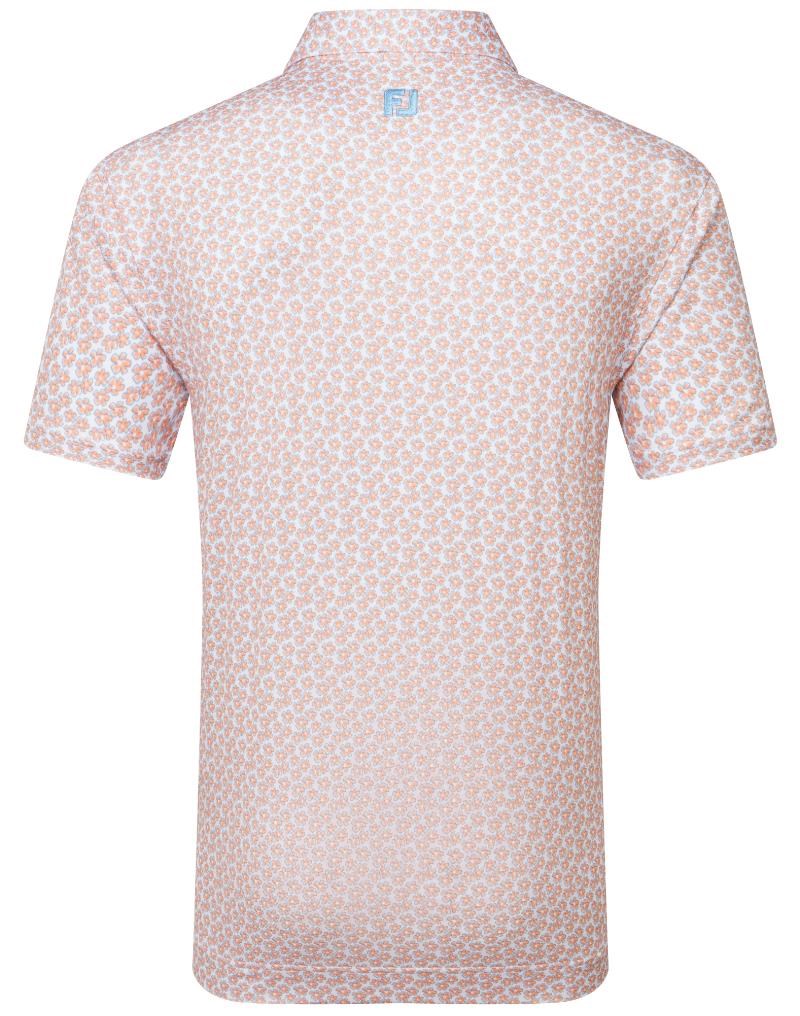 FootJoy Floral Sketch Print Herren Poloshirt, orange/weiss