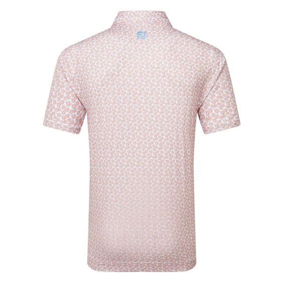 FootJoy Floral Sketch Print Herren Poloshirt, orange/weiss