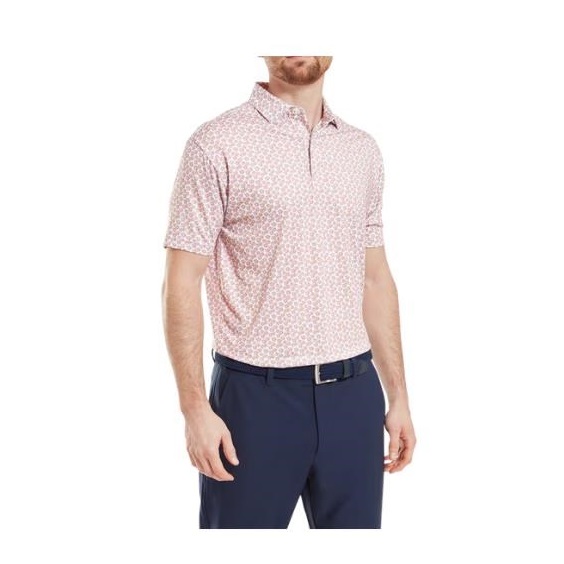 FootJoy Floral Sketch Print Herren Poloshirt, orange/weiss