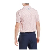 FootJoy Floral Sketch Print Herren Poloshirt, orange/weiss