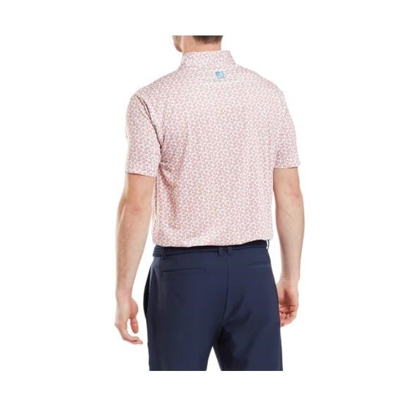 FootJoy Floral Sketch Print Herren Poloshirt, orange/weiss