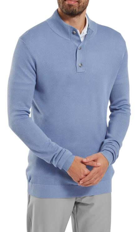 FootJoy Drirelease Button Placket Herren Knopfleisten Pullover, blau