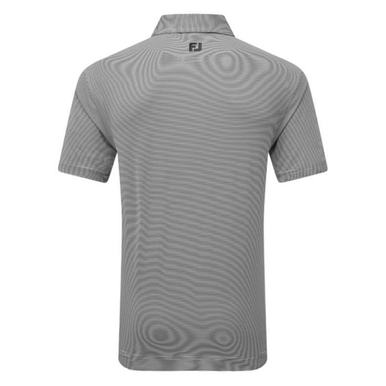 FootJoy Micro Feeder Stripe Lisle Herren Poloshirt, schwarz/weiss