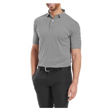 FootJoy Micro Feeder Stripe Lisle Herren Poloshirt, schwarz/weiss