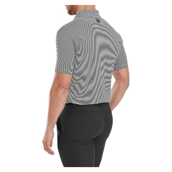 FootJoy Micro Feeder Stripe Lisle Herren Poloshirt, schwarz/weiss