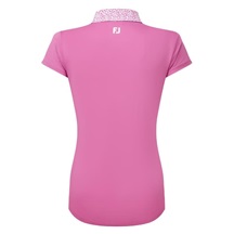 FootJoy Cap Sleeve Print Trim Lisle Damen Poloshirt, rosa