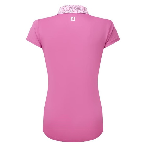 FootJoy Cap Sleeve Print Trim Lisle Damen Poloshirt, rosa
