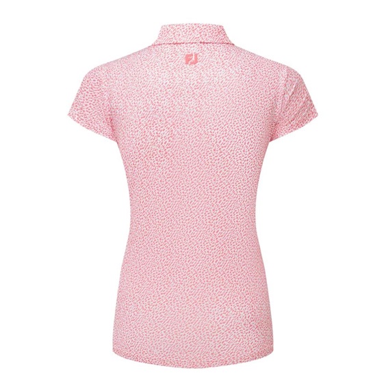 FootJoy Animal Print Cap Sleeve Lisle Damen Poloshirt, rosa