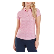 FootJoy Animal Print Cap Sleeve Lisle Damen Poloshirt, rosa
