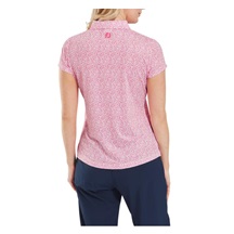 FootJoy Animal Print Cap Sleeve Lisle Damen Poloshirt, rosa