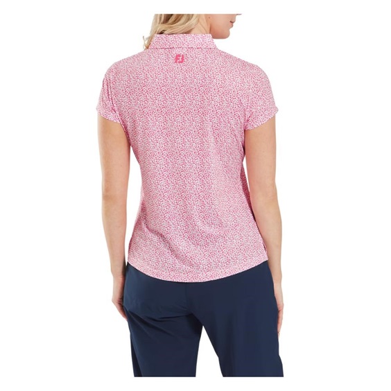 FootJoy Animal Print Cap Sleeve Lisle Damen Poloshirt, rosa