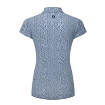 FootJoy Animal Print Cap Sleeve Lisle Damen Poloshirt, skyway/white/navy