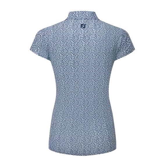 FootJoy Animal Print Cap Sleeve Lisle Damen Poloshirt, skyway/white/navy