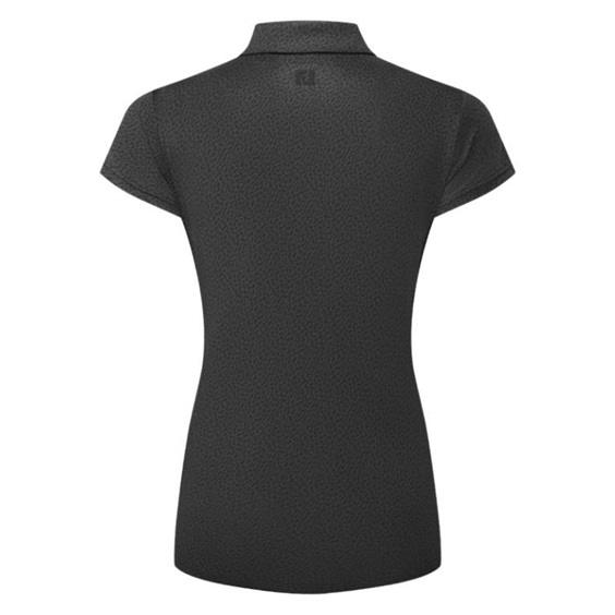 FootJoy Animal Print Cap Sleeve Lisle Damen Poloshirt, schwarz